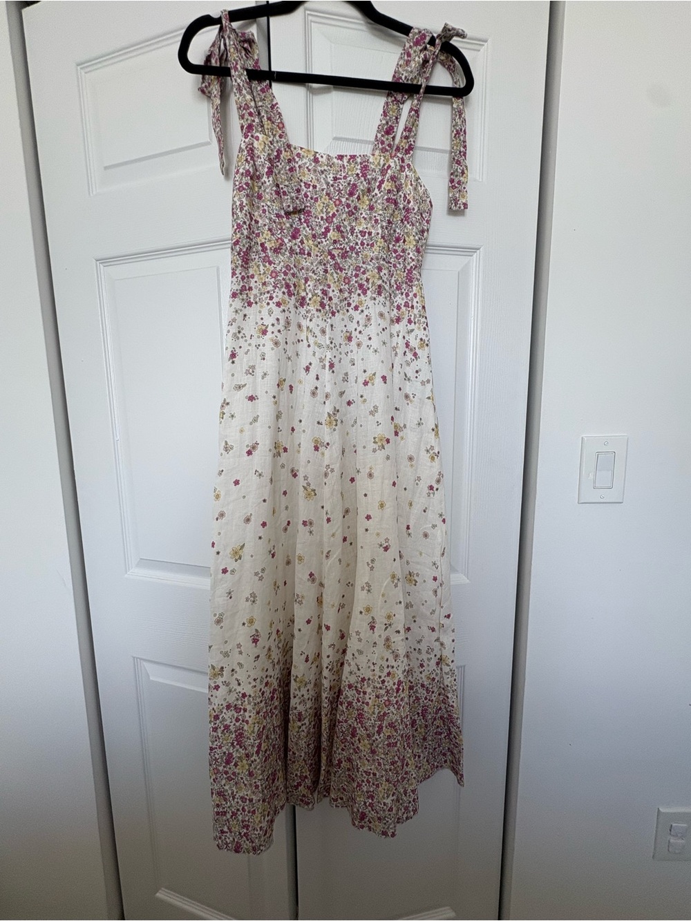 NWOT Zimmermann Floral Print Linen Tie-Strap Carnaby Dress  AUS1-US6